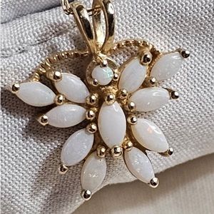 Natural Opal 10k Gold Pendant Necklace